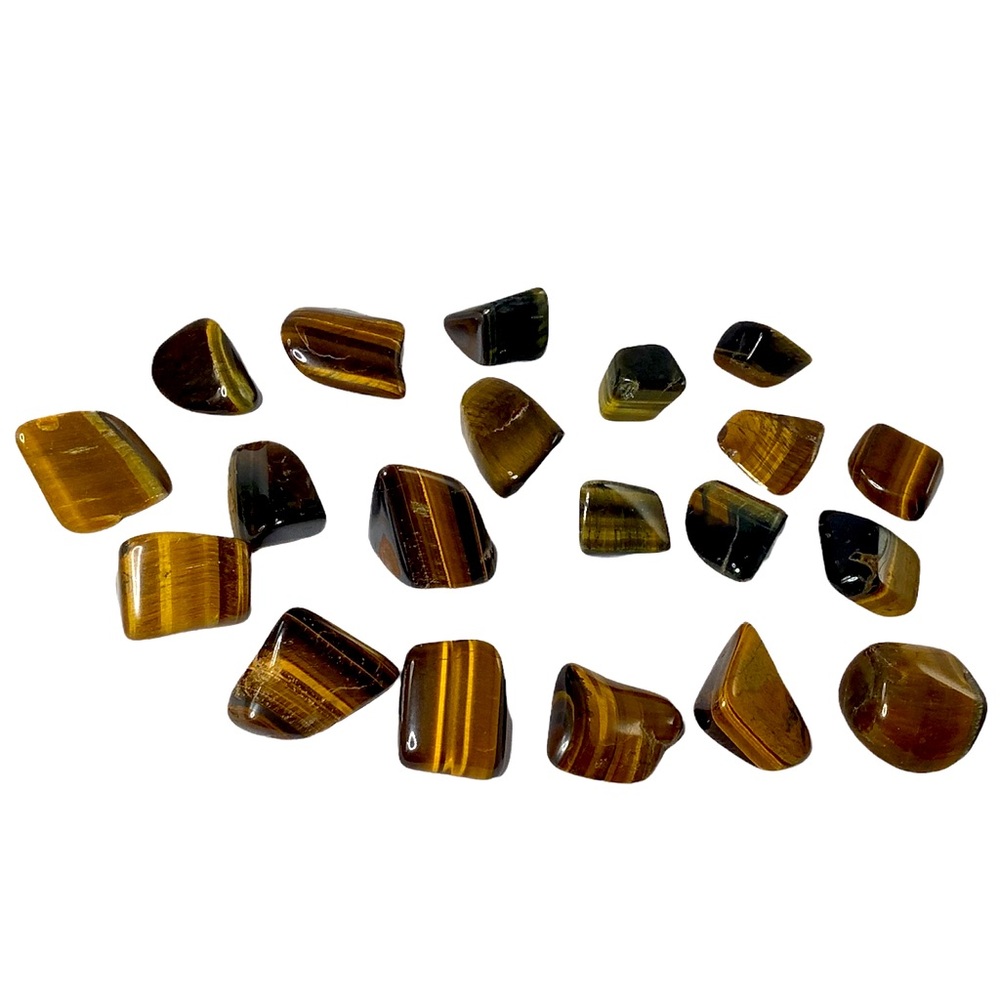 Tumbled Polished Tiger Eye (Cats Eye) Gemstones - 10 PC Lot